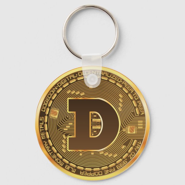 Porte-clés Logo de pièce Dogecoin doge crypto-monnaie (Recto)