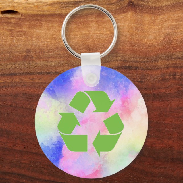 Porte-clés Logo de recyclage cool vert | Réduire le cycle de  (Recto)