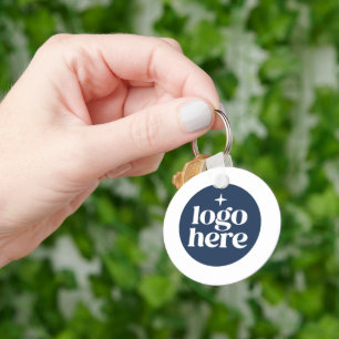 Porte-clés Logo d'entreprise bleu avec code QR simple