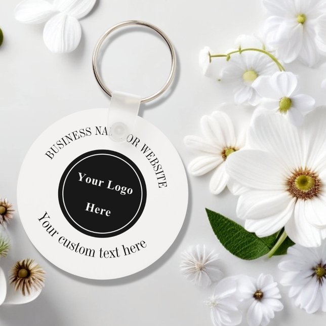 Porte-clés Logo d'entreprise minimalisteSimple Blanc Professi (Créateur téléchargé)