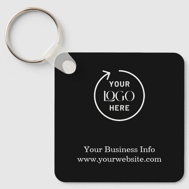 Porte-clés Logo d'entreprise noir | Minimaliste promotionnel (Recto)
