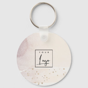 Porte-clés Logo Elégant Rose Abstrait Gold Purple Aquarelle