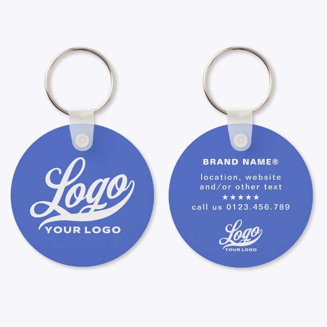 Porte-clés Logo et nom recto sur Royal blue Company Business (Créateur téléchargé)