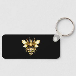 Porte-clés Logo Faux Gold Foil Bee Polygonal sur Noir