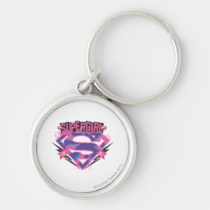 Porte-clés Logo grunge rose et pourpre de Supergirl