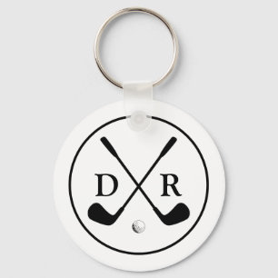 Porte-clés Logo noir minimaliste et Joueur de golf Monogram