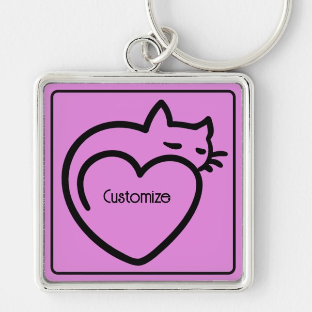 Porte-clés Logo noir personnalisé amour de chats (Devant)