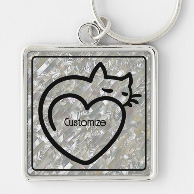 Porte-clés Logo noir personnalisé amour de chats (Devant)