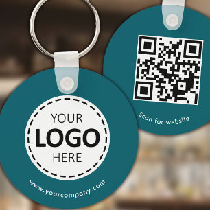Porte-clés Logo personnalisé, code QR et texte, Turquoise
