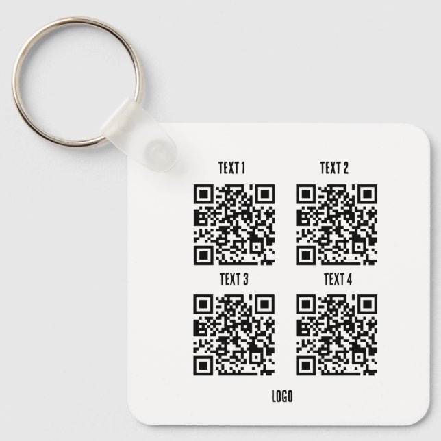 Porte-clés Logo personnalisé entreprise 4 qr code blanc porte (Recto)