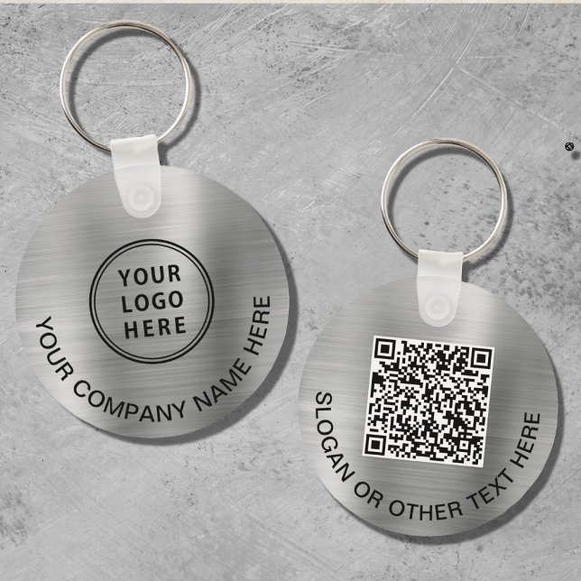 Porte-clés Logo personnalisé QR Code promotionnel Argent (Créateur téléchargé)
