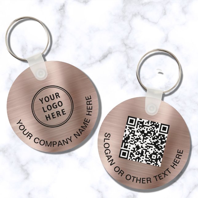 Porte-clés Logo personnalisé QR Code Promotionnels Rose Gold (Créateur téléchargé)