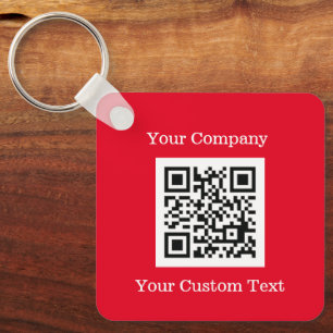 Porte-clés Logo personnalisé QR Code Texte Red Company