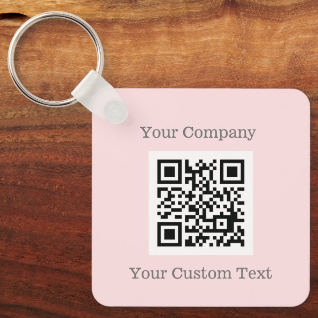 Porte-clés Logo personnalisé QR Code Texte rose Société (Recto)