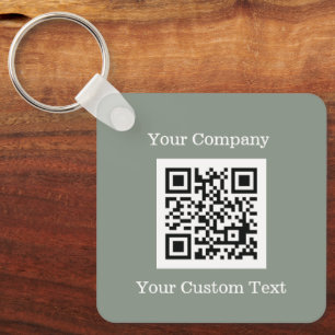 Porte-clés Logo personnalisé QR Code Texte Sage Green Company