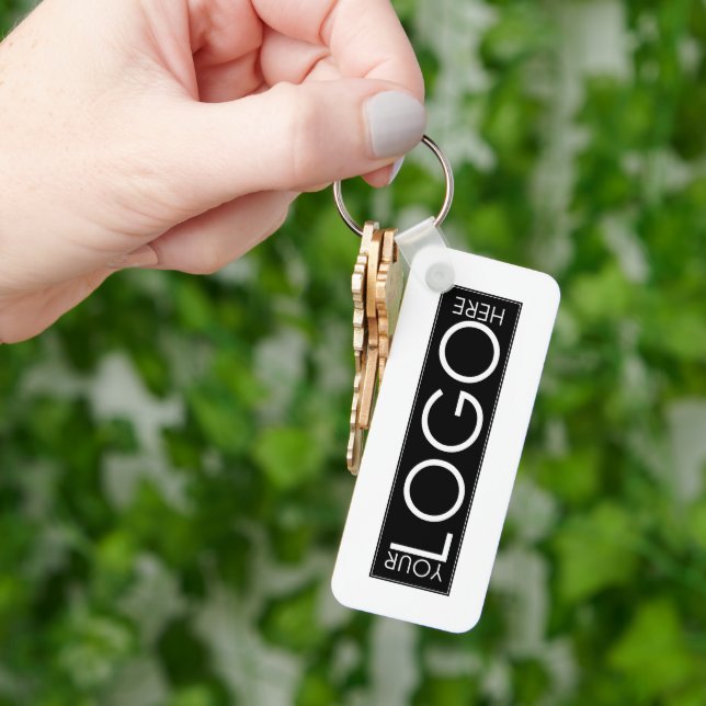Porte-clés Logo professionnel Promo QR Code Blanc (main)