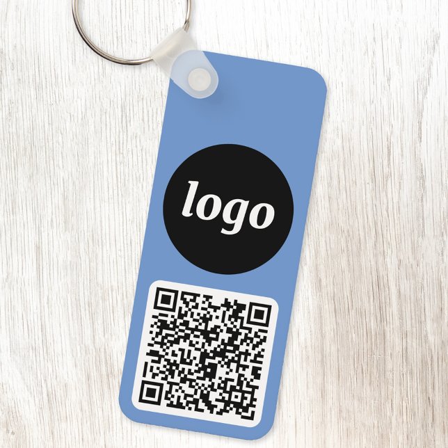 Porte-clés Logo QR Code Bleu Entreprise Marque promotionnelle (Logo with QR code business branding promotional keychain)