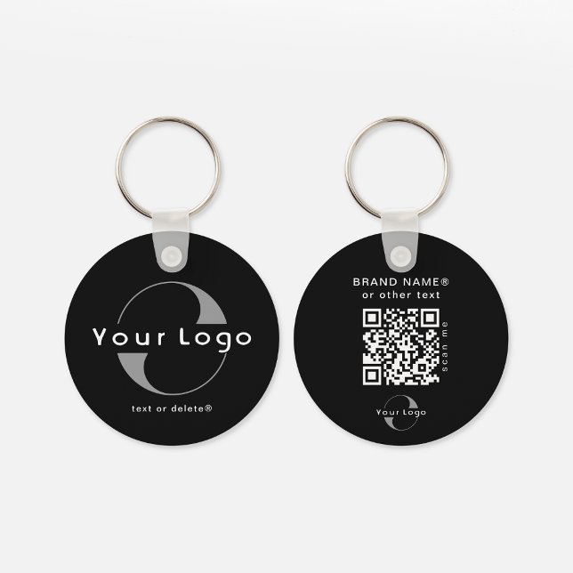 Porte-clés Logo recto verso et code QR sur Black Company Busi (Créateur téléchargé)