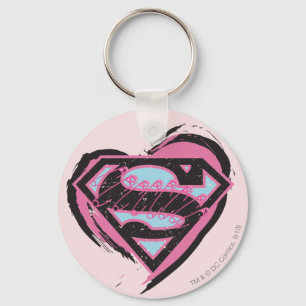 Porte-clés Logo rose Supergirl dans le coeur
