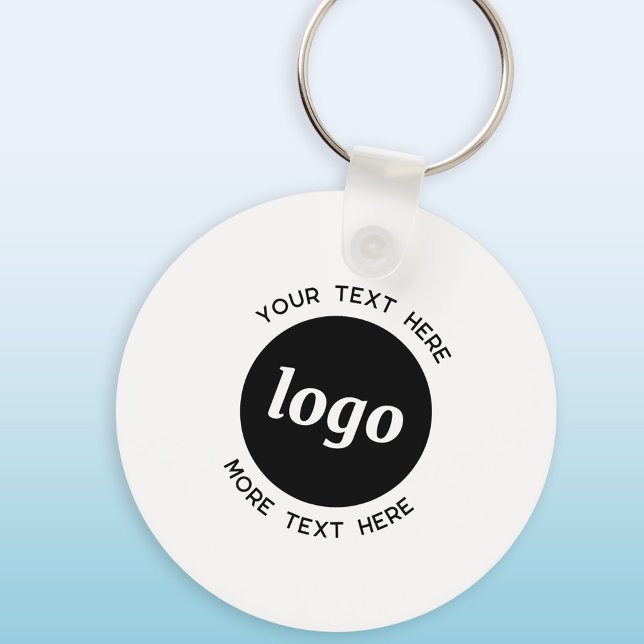 Porte-clés Logo Simple Avec Entreprise Texte (Simple logo with text promotional business keychain)
