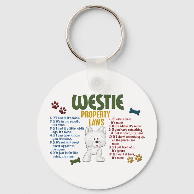 Porte-clés Lois sur les propriétés de Westie 4 (Recto)