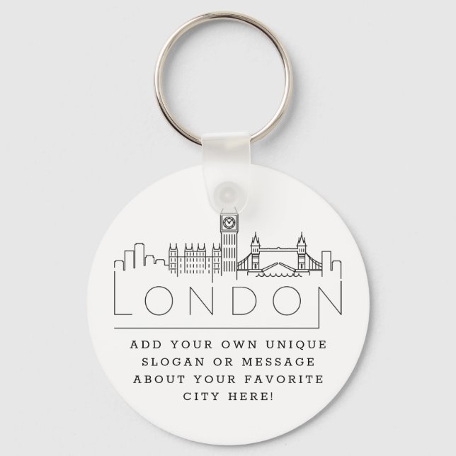 Porte-clés Londres, Angleterre Stylisé Skyline | Slogan perso (Recto)
