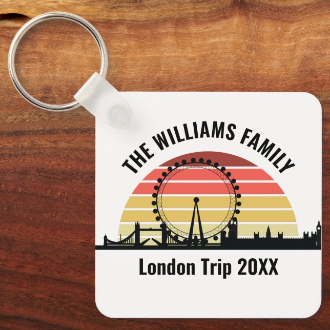 Porte-clés Londres Angleterre Sunset Custom Family Trip (Recto)