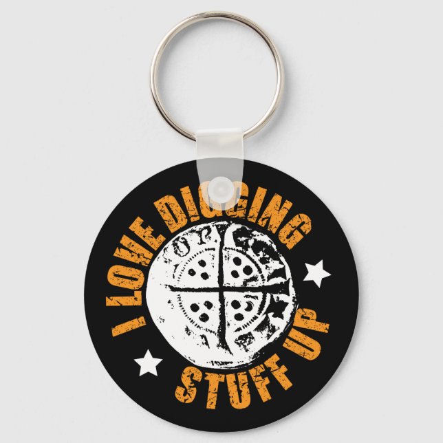 Porte-clés Longue croix martelé pièce, détecteur de métal cad (Recto)