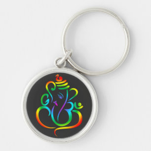 Porte-clés Lord Ganesha coloré sur noir