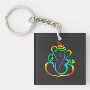 Porte-clés Lord Ganesha en couleur sur le noir