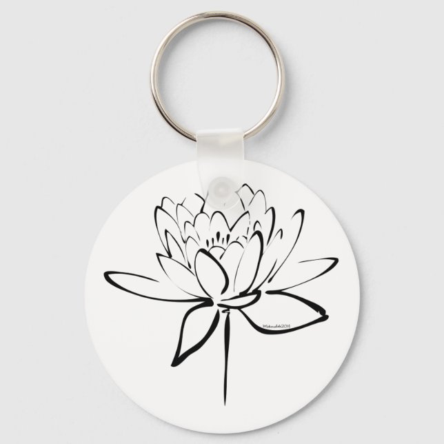 Porte-clés Lotus Calligraphy (Noir) (Recto)