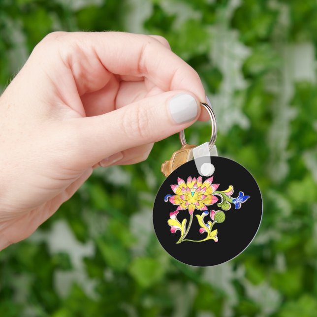 Porte-clés Lotus Fleurs et Vins (main)