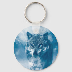 Porte-clés Loup aux yeux bleus
