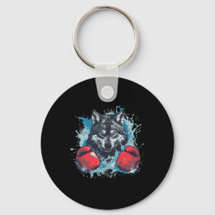 Porte-clés Loup boxeur avec gants de boxe Kickboxing Boxe drô