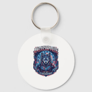Porte-clés Loup Cyberpunk Liberté Ai Patriotique Futur Libert