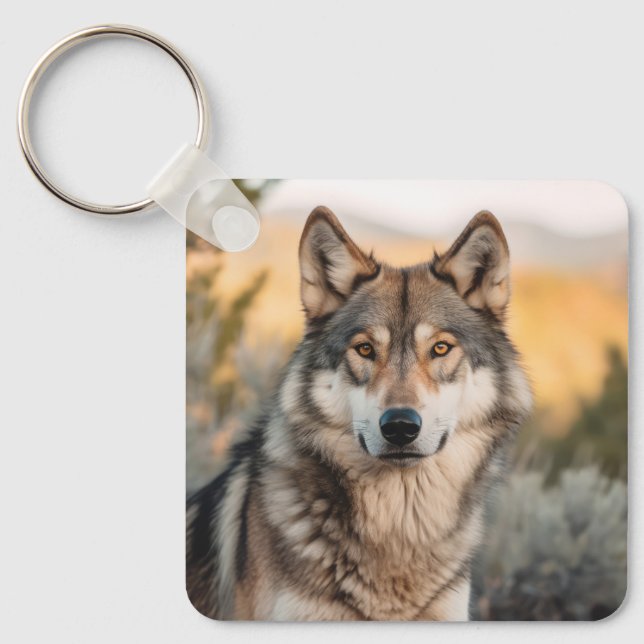 Porte-clés Loup dans la nature (Recto)