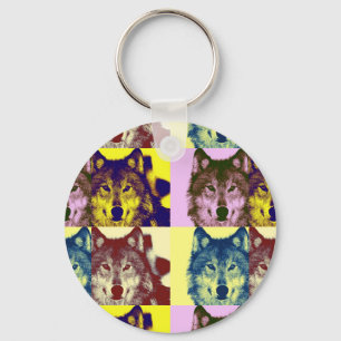 Porte-clés Loup d'art pop