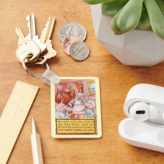 Porte-clés Loup de Cuisine de trois petits cochons, conte Vin (Bureau)