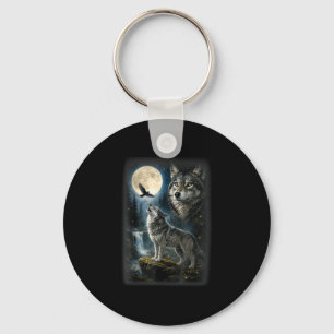 Porte-clés Loup de la nature forêt arbres loups animal sauvag