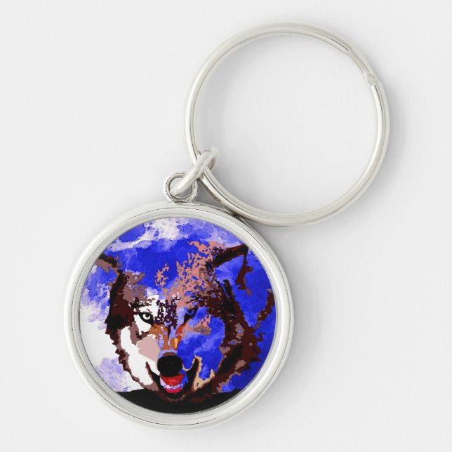 Porte-clés Loup et Pleine lune (Devant)