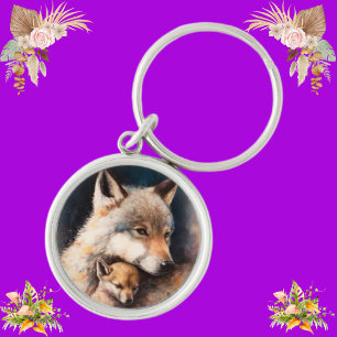 Porte-clés Loup photo animal personnalisé traditionnel person