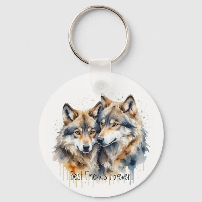 Porte-clés Loups mignonnes Meilleurs Amis Pour Toujours, BFF, (Recto)