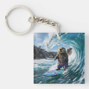 Porte-clés Loutre de mer surfant en Californie