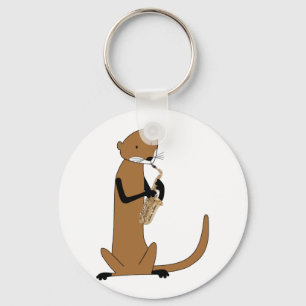 Porte-clés Loutre jouant le saxophone
