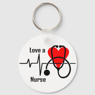 Porte-clés Love a Nurse Coeur & Stethoscope Design