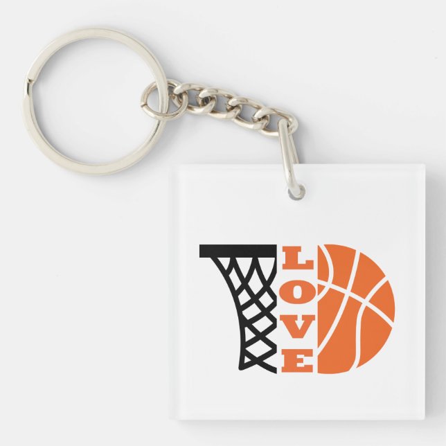 Porte-clés Love Basketball hoop et orange ball (Devant)