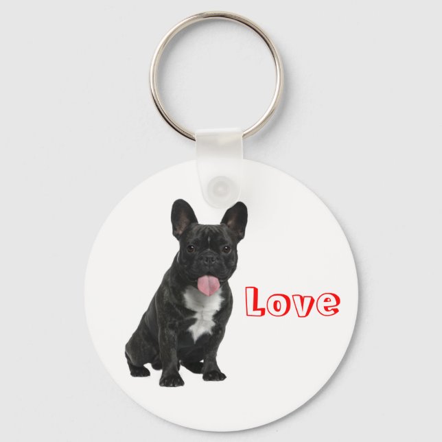Porte-clés Love Black French Bulldog Chien Chien Chien Porte  (Recto)