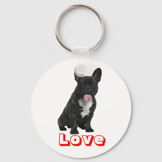Porte-clés Love Black French Bulldog Chien Chien Chien Porte  (Recto)