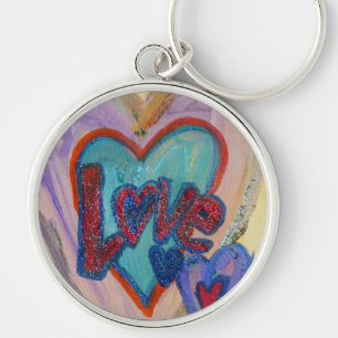 Porte-clés Love Family Hearts Art Word Peinture Porte - clé