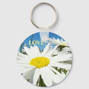 Porte-clés LOVE! Fleurs de marguerite blanches Cie